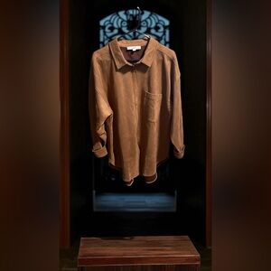 LOFT Tan Faux Leather Shirt